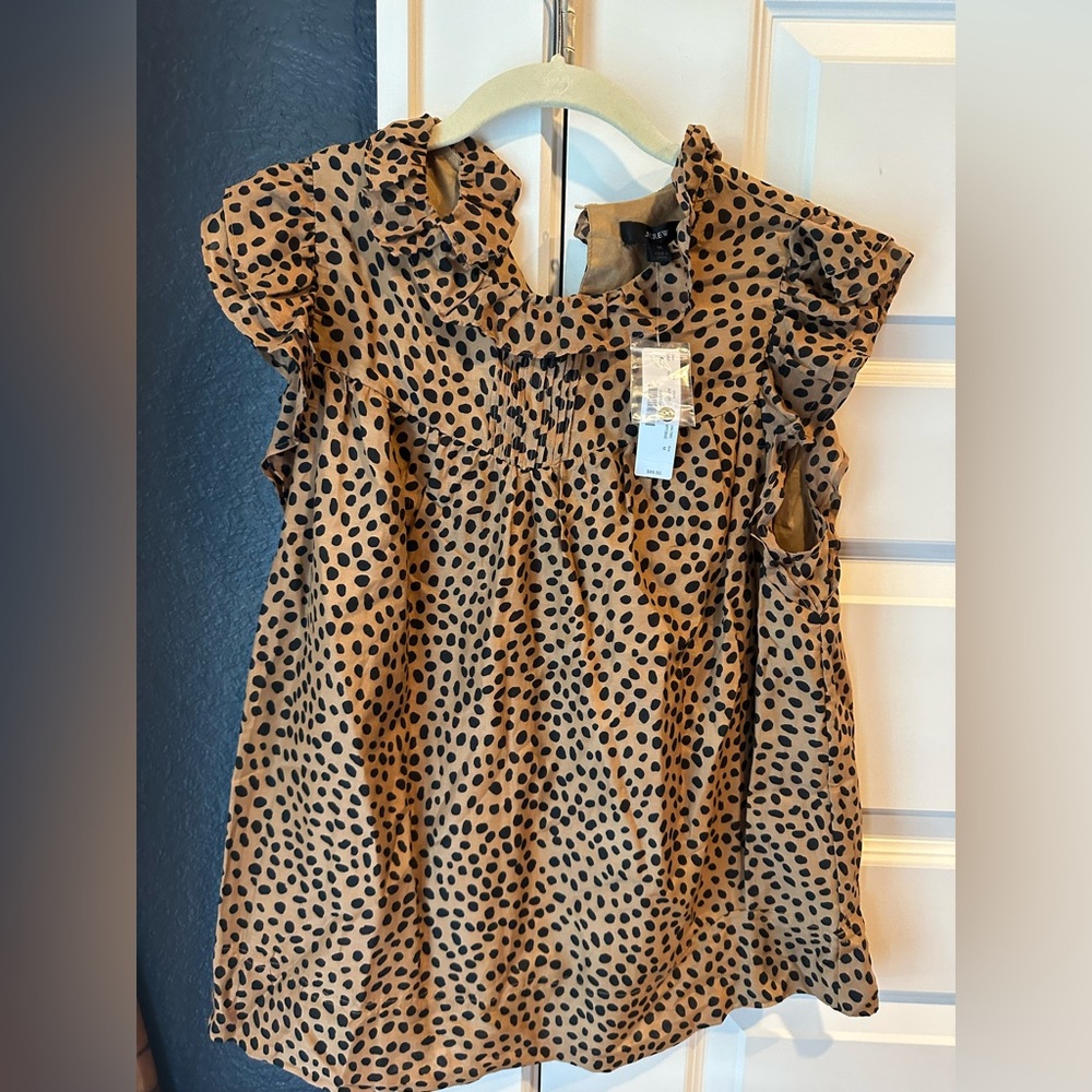 J Crew Sleeveless Ruffle Cheetah Top NWT size small